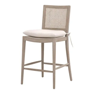 Blume Counter Stool - Performance Textured Cream Linen, Natural Gray Oak, Cane