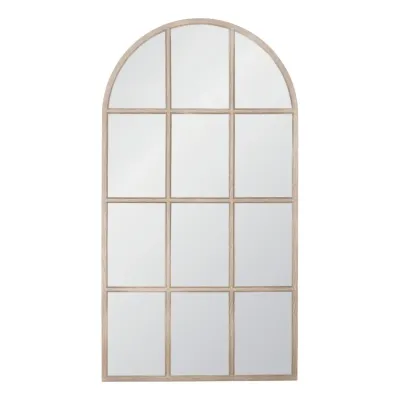 Grid Natural Gray Oak Arch Mirror