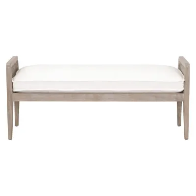 Leone Bench LiveSmart Peyton-Pearl, Natural Gray Oak, Cane