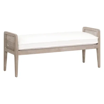 Leone Bench LiveSmart Peyton-Pearl, Natural Gray Oak, Cane