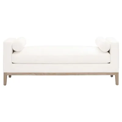 Keaton Upholstered Bench LiveSmart Peyton-Pearl, Natural Gray Oak