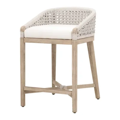 Montecito Counter Stool - White Speckle Round Rope, LiveSmart Peyton-Pearl, Natural Gray Mahogany