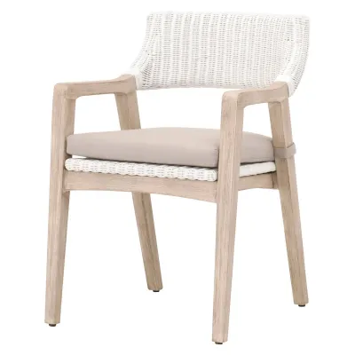 Lucia Arm Chair White Rattan, Light Gray, Natural Gray Mahogany