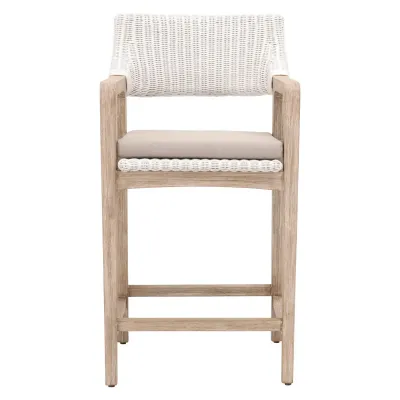 Lucia Counter Stool White Rattan, Light Gray, Natural Gray Mahogany