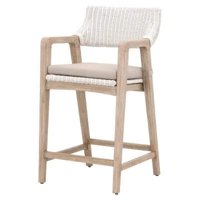 Lucia Counter Stool White Rattan, Light Gray, Natural Gray Mahogany