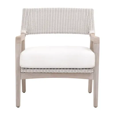 Lucia Outdoor Club Chair Pure White Synthetic Wicker, Performance White Speckle, Gray Teak Indoor/Outdoor