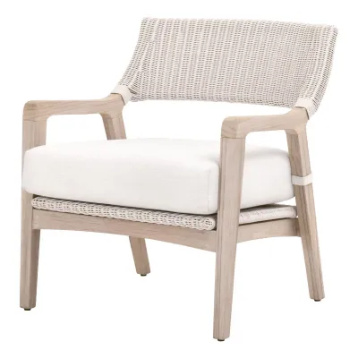 Lucia Outdoor Club Chair Pure White Synthetic Wicker, Performance White Speckle, Gray Teak Indoor/Outdoor