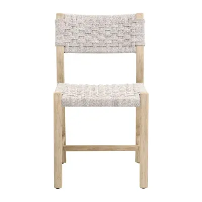 Kitts Indoor/Outdoor Dining Chair, Set of 2 - White Speckle Twist Rope, Washed Ever Teak