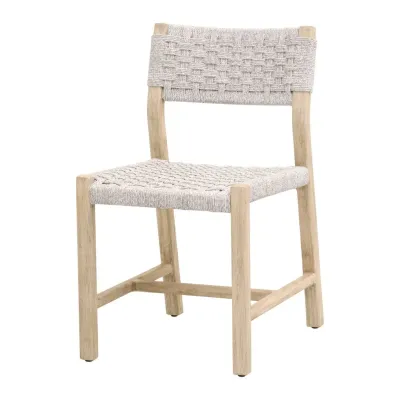 Kitts Indoor/Outdoor Dining Chair, Set of 2 - White Speckle Twist Rope, Washed Ever Teak