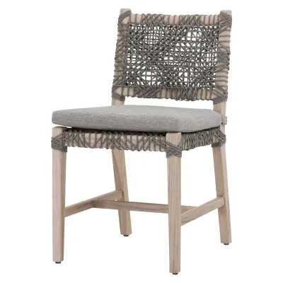 Costa Outdoor Dining Chair, Set of 2 Dove Flat Rope, Performance Dove, Gray Teak Indoor/Outdoor