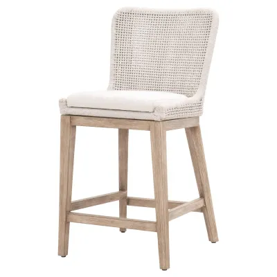 Mesh Counter Stool White Speckle Flat Rope, Performance White Speckle, Natural Gray Mahogany