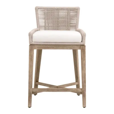 Overlay Counter Stool - Oyster Twist Rope, LiveSmart Peyton-Pearl, Natural Gray Mahogany