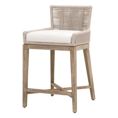 Overlay Counter Stool - Oyster Twist Rope, LiveSmart Peyton-Pearl, Natural Gray Mahogany