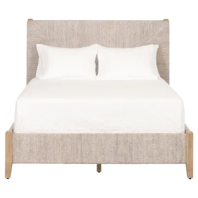 Malay Queen Bed White Wash Natural Gray
