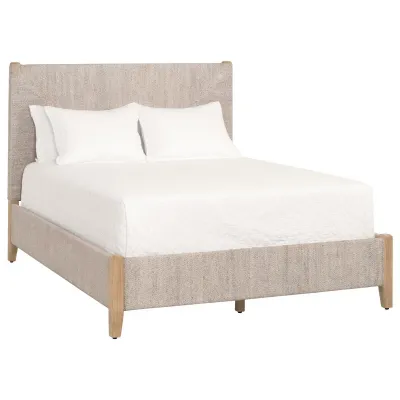 Malay Queen Bed White Wash Abaca Rope, Natural Gray Mahogany