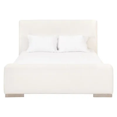 Warren Queen Bed Performance Boucle Snow, Natural Gray Oak