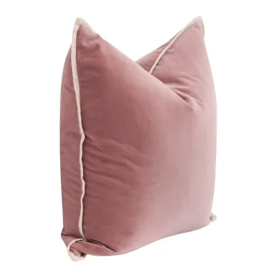 The Not So Basic 20" Essential Pillow, Set of 2 - Petal Velvet, Jute Flat Piping