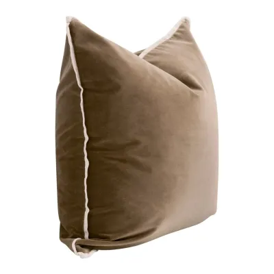 The Not So Basic 22" Essential Pillow, Set of 2 - Caramel Velvet, Jute Flat Piping