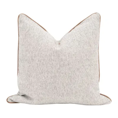 The Not So Basic Howell Natural Whiskey Brown Top Grain Leather Piping Essential Pillow 22" Set of 2