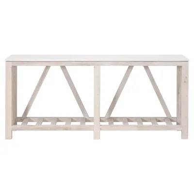 Spruce Console Table White Wash Pine, White Quartz