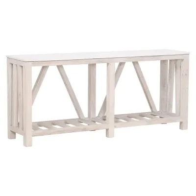 Spruce Console Table White Wash Pine, White Quartz