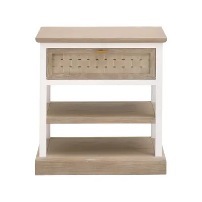 Weave 1-Drawer Side Table Smoke Gray Oak, White Painted Oak