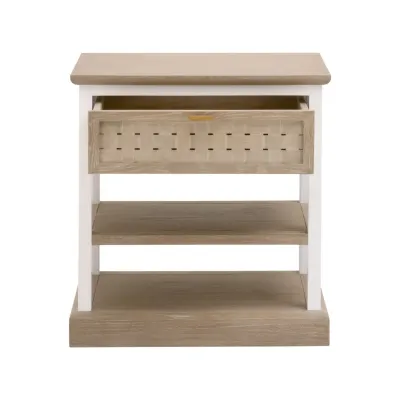 Weave 1-Drawer Side Table Smoke Gray Oak, White Painted Oak