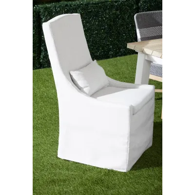 Adele Outdoor Slipcover Dining Chair Performance Blanca, Gray Teak Indoor/Outdoor