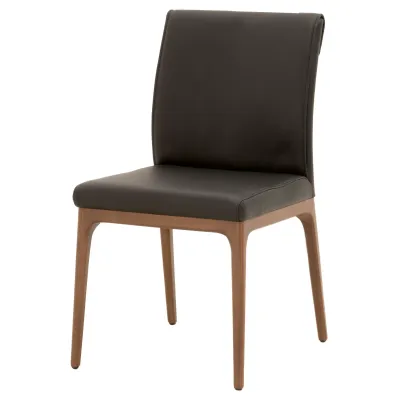 Alex Dining Chair, Set of 2 Sable Top Grain Leather, Walnut