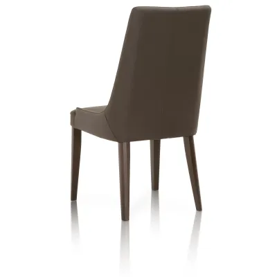 Aurora Dining Chair, Set of 2 Dark Umber Top Grain Leather, Dark Wenge