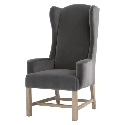 Bennett Arm Chair Dark Dove Velvet, Natural Gray Oak