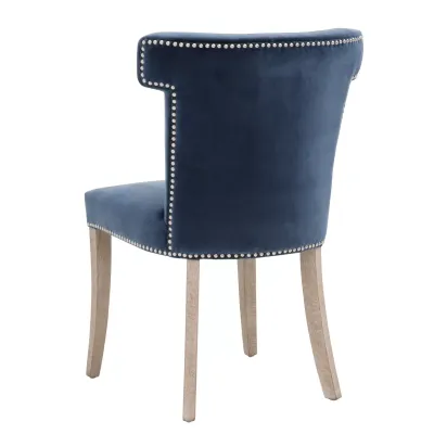 Celina Dining Chair Denim Velvet, Natural Gray Oak