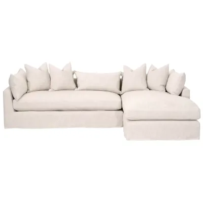 Haven 110" Lounge Slipcover Rf Sectional Bisque, Espresso