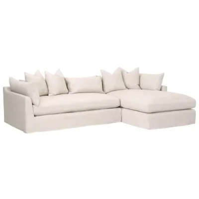 Haven 110" Lounge Slipcover Rf Sectional Bisque, Espresso