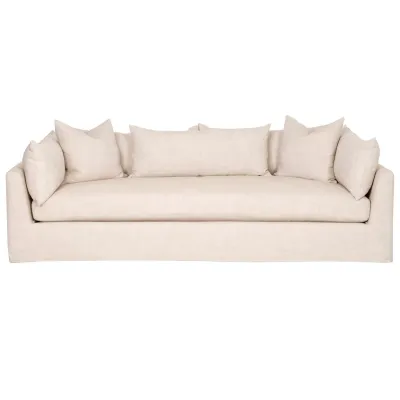 Haven 96" Lounge Slipcover Sofa Bisque, Espresso