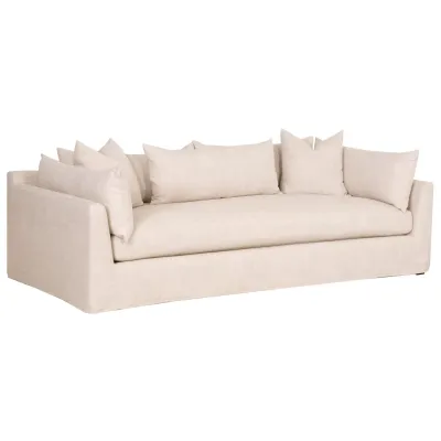 Haven 96" Lounge Slipcover Sofa Bisque, Espresso