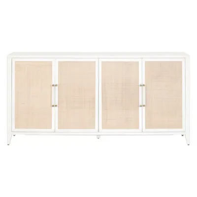 Holland Media Sideboard Matte White, Natural Rattan