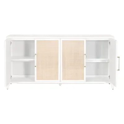 Holland Media Sideboard Matte White, Natural Rattan