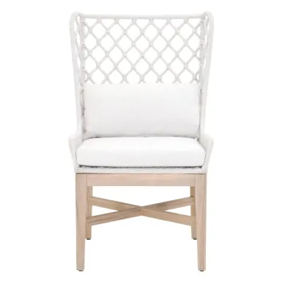 Lattis Outdoor Wing Chair White Speckle Flat Rope, Performance White Speckle, Gray Teak