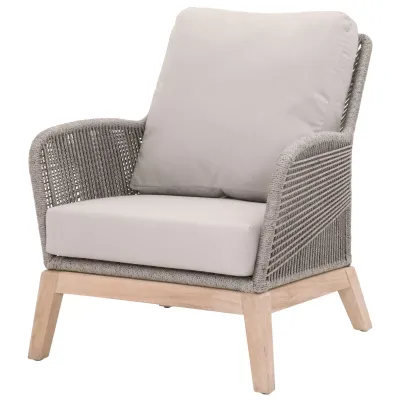 Loom Outdoor Club Chair Platinum Rope, Performance Smoke Gray, Gray Teak Indoor/Outdoor