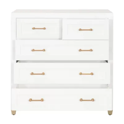 Stella 5-Drawer High Chest Matte White