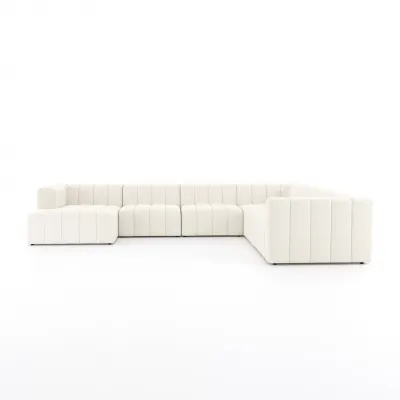 Langham Channeled 6Pc Left Arm Forward Chaise Sectional Fayette Cloud