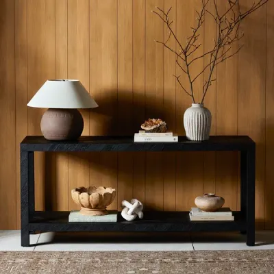 Lamar Console Table Drftd Matte Blck Vnr