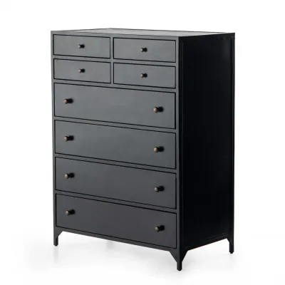 Belmont 8 Drawer Tall Dresser Black