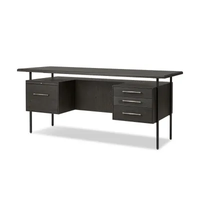 Lauren Desk Charcoal Oak Resawn Veneer Charcoal Oak Veneer