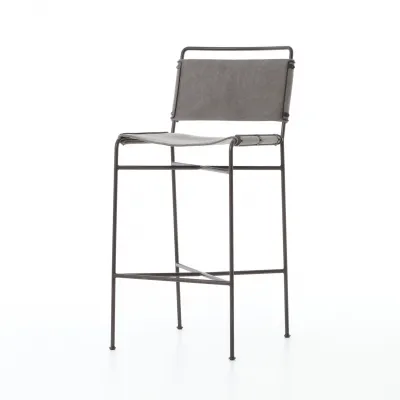 Wharton Stonewash Grey Bar Stool