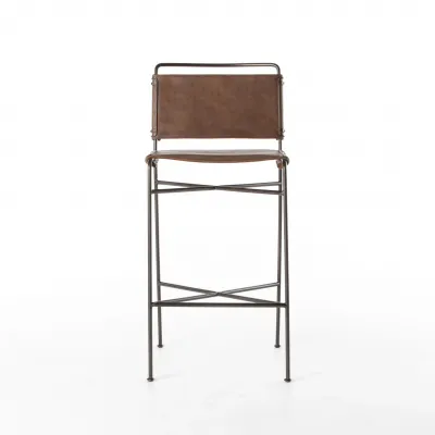 Wharton Distressed Brown Bar Stool