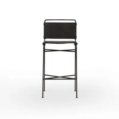 Wharton Distressed Black Bar Stool