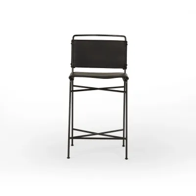 Wharton Distressed Black Counter Stool