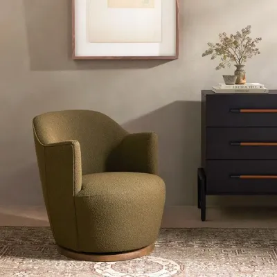 Aurora Swivel Chair Fiqa Boucle Olive